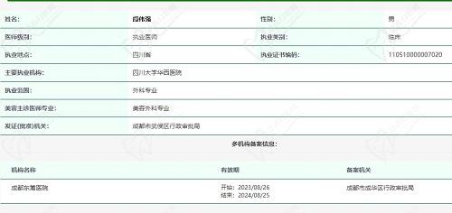 段偉強(qiáng)醫(yī)生坐診信息：成都東籬醫(yī)院